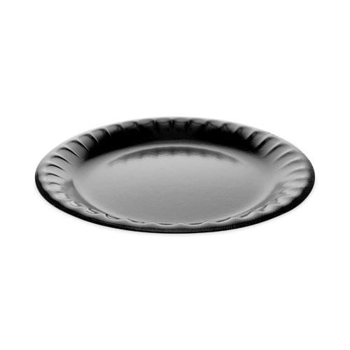 Pactiv Placesetter Deluxe Laminated Foam Dinnerware, Plate, 9" dia, Black, 500/Carton