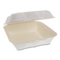 thumbnail image 1 of Pactiv EarthChoice Bagasse Hinged Lid Container 9 x 9 x 3.5 1-Compartment Natural 150/Carton, 1 of 9