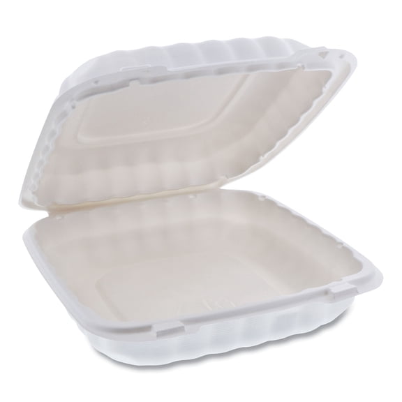 Pactiv Evergreen EarthChoice SmartLock Microwavable MFPP Hinged Lid Container, 9 x 9 x 3.1, White, 120/Carton -PCTYCN80901