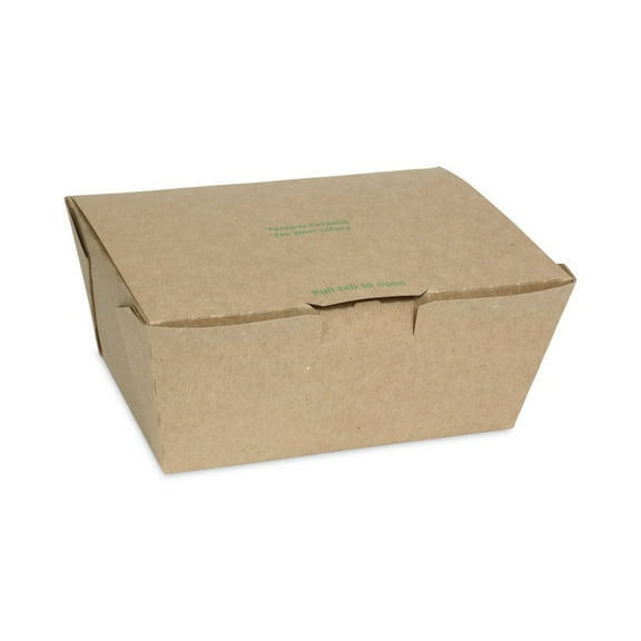 Pactiv Evergreen EarthChoice Tamper Evident OneBox Paper Box, 6.54 x 4.5 x 3.25, Kraft, 160/Carton -PCTNOB03KECTE