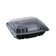 Pactiv Evergreen EarthChoice Vented Dual Color Microwavable Hinged Lid Container, 66oz, 10.5 x 9.5 x 3, 1-Compartment, Black/Clear, 132/Carton -PCTDC109100B000