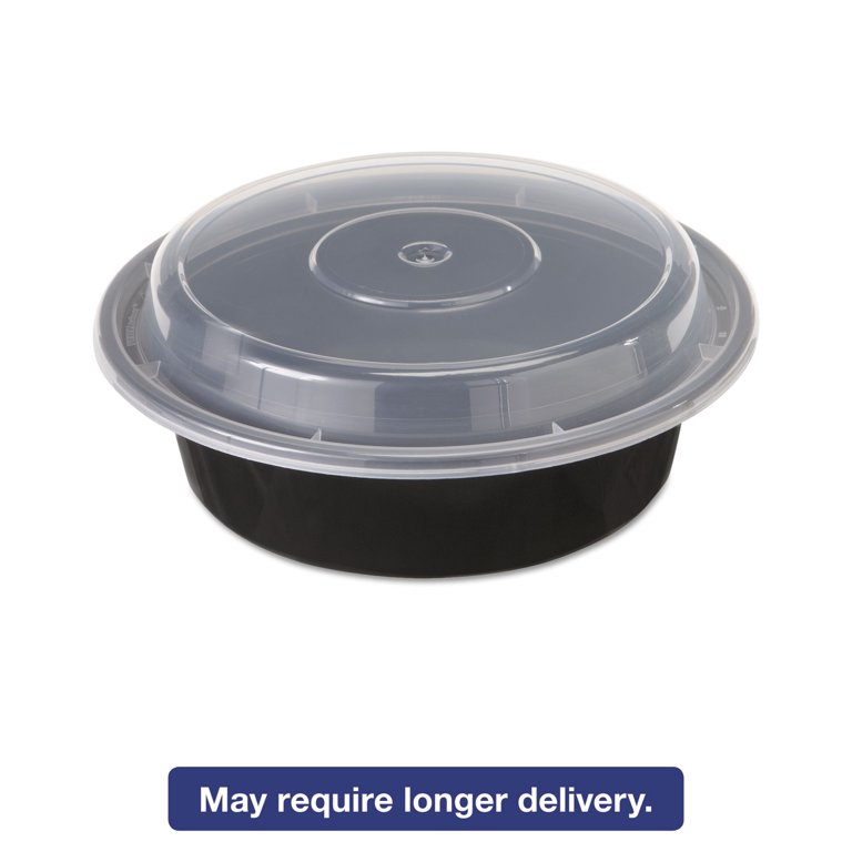 Pactiv Evergreen Newspring VERSAtainer Microwavable Containers, 16 oz, 6  Diameter, Black/Clear, Plastic, 150/Carton