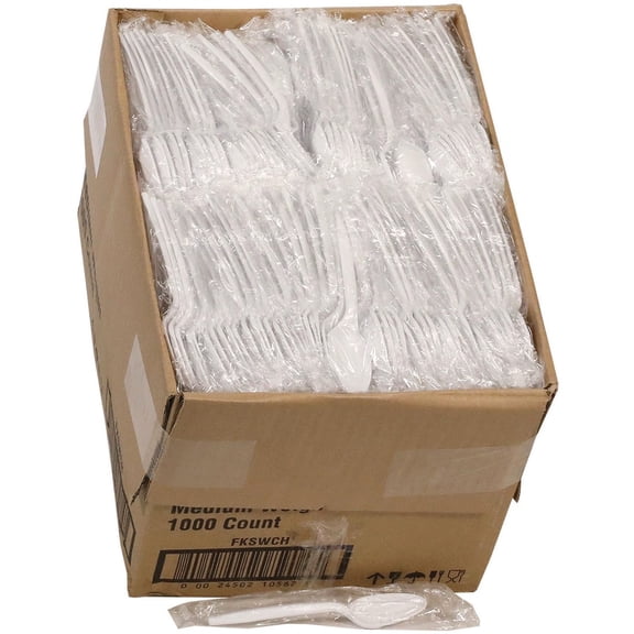 Pactiv Corp. FKSWCH Plastic Mediumweight Spoon Individually Wrapped Fieldware Cutlery - White (1000/Carton)