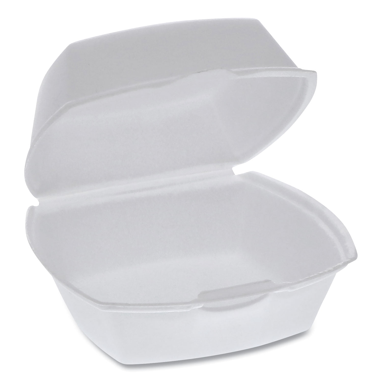 Pactiv Foam Hinged Lid Containers, Single Tab Lock, 5.13 X 5.13 X 2.5, 1-compartment, White, 500/carton