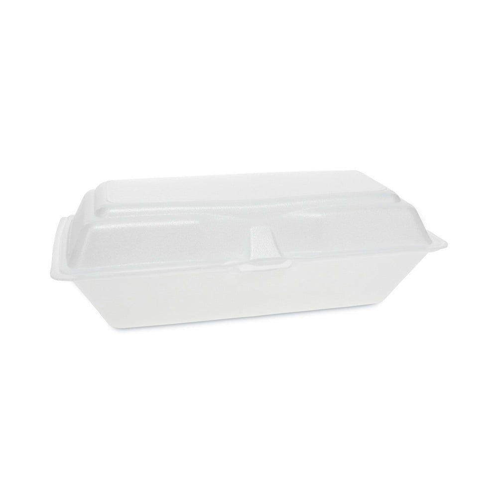Pactiv Corp. 0TH10099Y000 9.75 in. x 5 in. x 3.25 in. Foam Hinged Lid Containers - White (560/Carton)