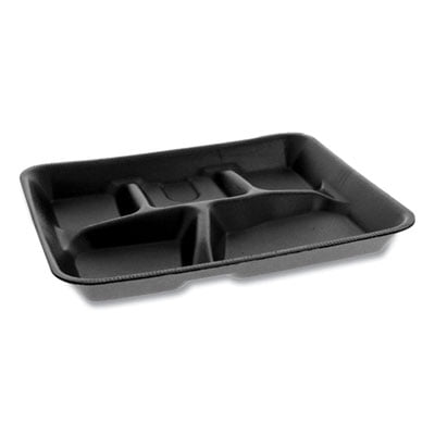 Pactive YTHB0500SGBX Lightweight Foam School Trays, 5-compartment, 8.25 X 10.25 X 1, Black, 500/carton,Rectangle