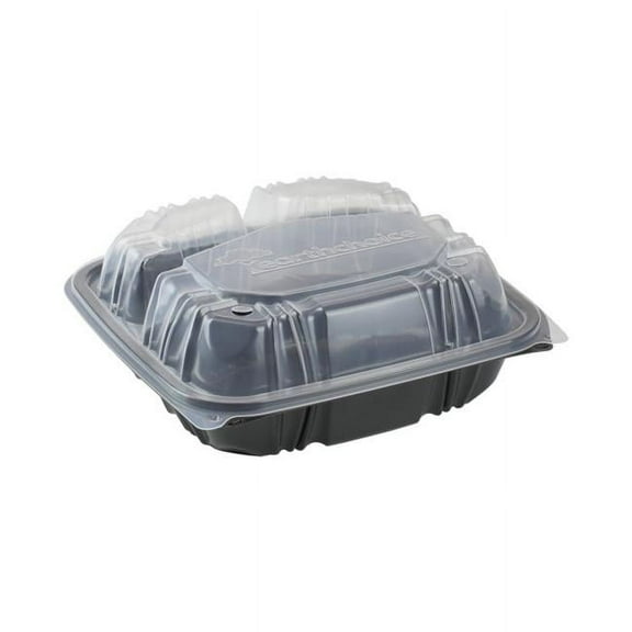 Pactiv Hinged-Lid Container, 3-Compartment, 33 oz, 150/Carton (PCTDC858330B000)