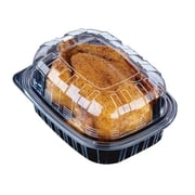 Pactiv MealMaster 2-P Roaster Containers, 1-C, Clear/Black, 32oz, 10 3/8w x 7 7/8d x 4h - Includes 100 bases and 100 lids.