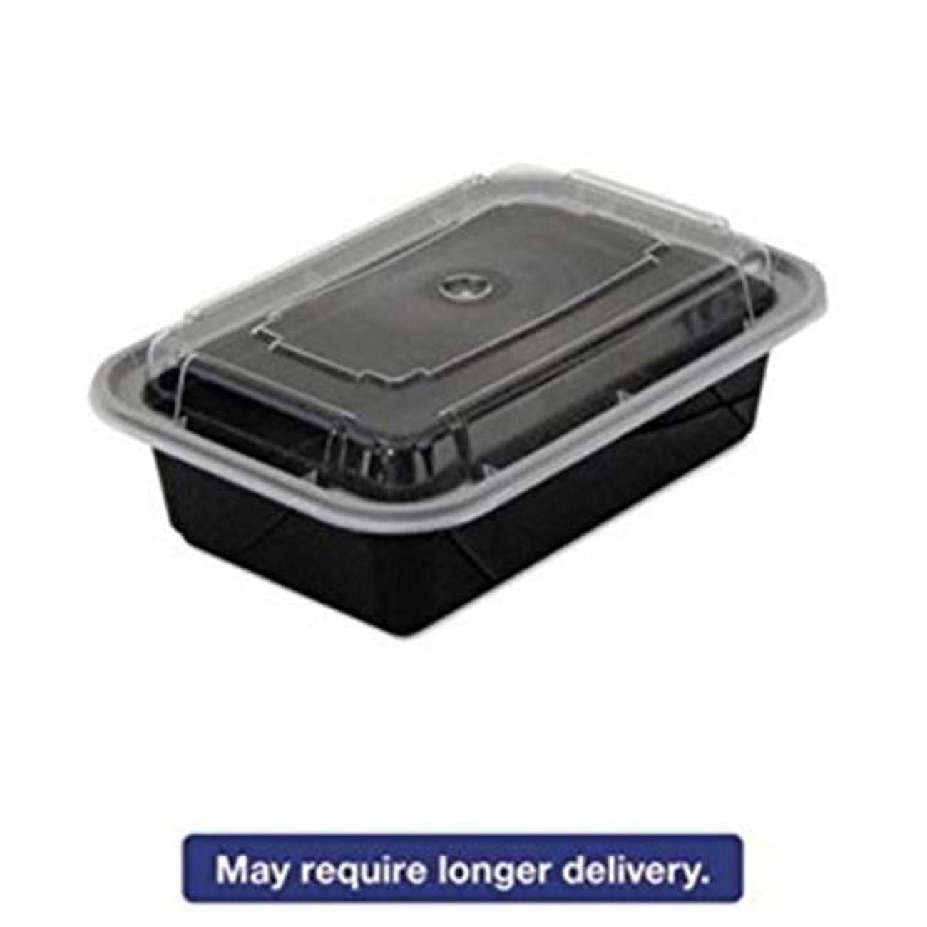 Roku Black Plastic Short Take Out Sushi Container - with Clear Lid - 7 1/2  x 4 3/4 x 2 - 100 count box
