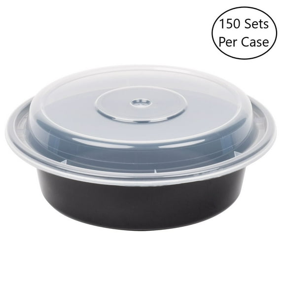 Pactiv Newspring Versatainer NC723B 24 oz Micro Container Lid, Black/Clear, 24 oz. 150/Count