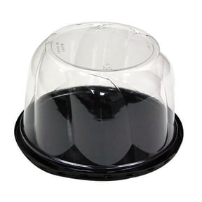 Pactiv PWP APET Plastic Cake Container Black/Clear, 7.75" Diameter | 100/Case