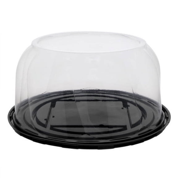 Pactiv PWP Ultrapac APET Plastic Premium Round Cake Container Black/Clear, 11.25" Diameter | 50/Case