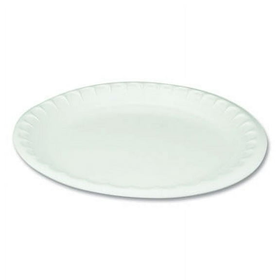Pactiv Placesetter Satin Non-Laminated Foam Dinnerware, Plate, 10.25" dia, White, 540/Carton (0TH10010000Y)