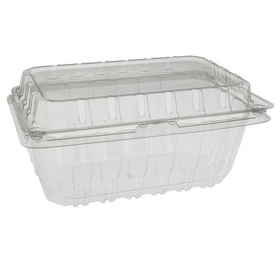 Pactiv RPET Hinged Clamshell Berry Container, Clear, 1 lb. | 360/Case
