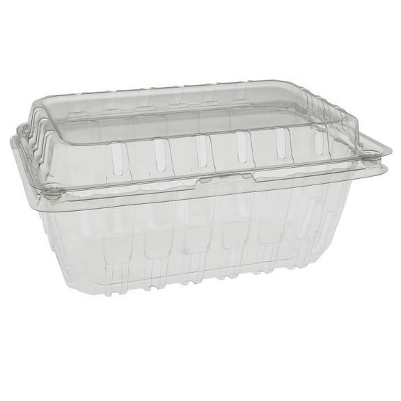 Pactiv RPET Hinged Clamshell Berry Container, Clear, 1 lb. | 360/Case