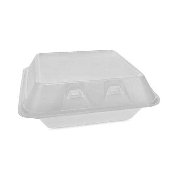 Pactiv SmartLock Foam Hinged Lid Container, Medium, 3-Compartment, 8 x 8.5 x 3, White, 150/Carton