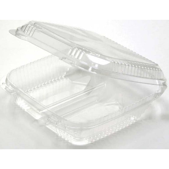 Pactiv SmartLock HIPS Clear Medium Hinged Lid Container with Cookie Shelf, 20 Ounce Capacity -- 200 per case.
