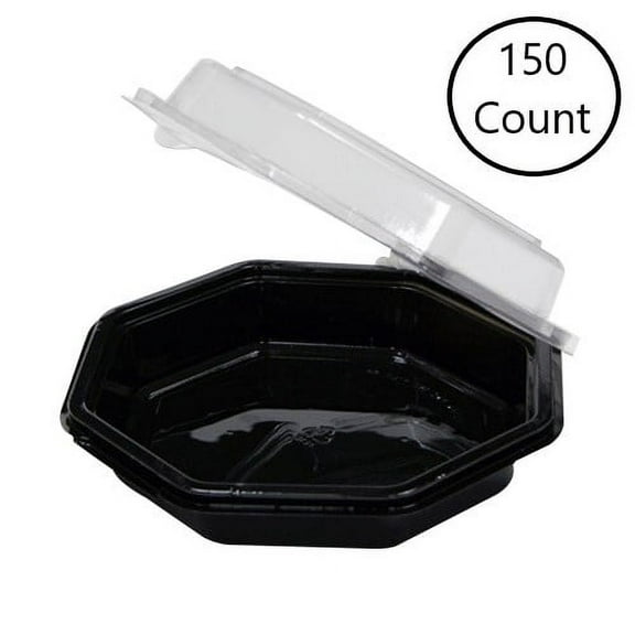 Pactiv Ultrapac Reynolds PET Premium Octagonal Cake Container Black/Clear, 22 oz. | 150/Case