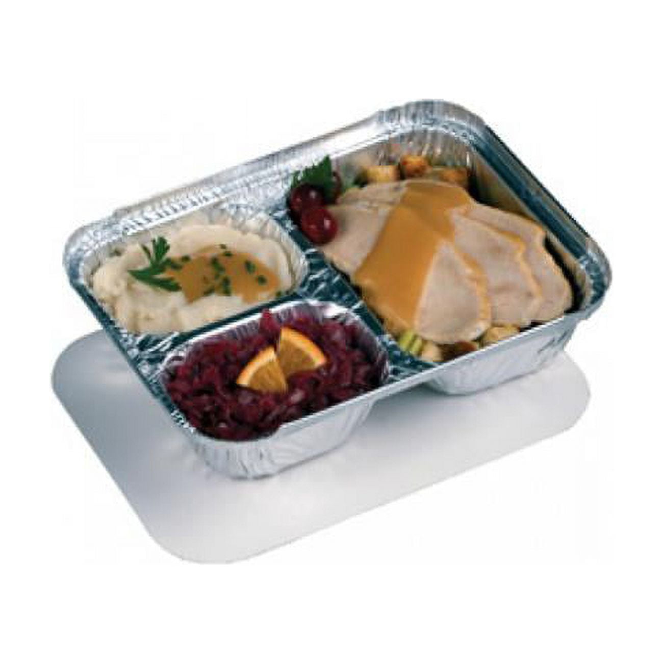 Pactiv Y7139TP 3 Compartment Aluminum Foil TV Dinner Food Container
