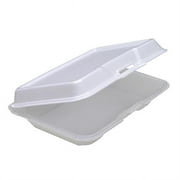 Pactiv YTH102070000 Large Rectangular Foam Hinged, White - Case of 150