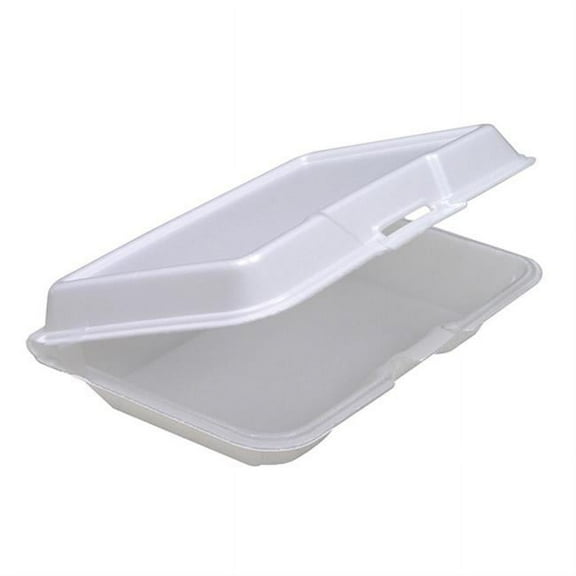 Pactiv YTH102070000 Large Rectangular Foam Hinged, White - Case of 150