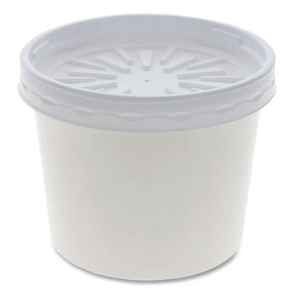 Pactive D12RBLD Paper Round Food Container And Lid Combo, 12 Oz, 3.75" Diameter X 3h", White, 250/carton