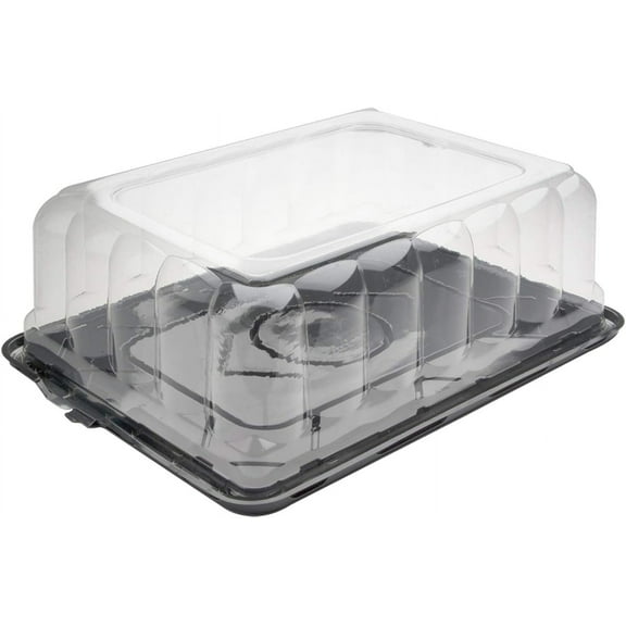 Pactive YQSB500RSTAB Clear Rose-Dome Rectangular Bakery Container with Black Base, 15 Inch x 11 Inch x 5 Inch High - Pack of 5