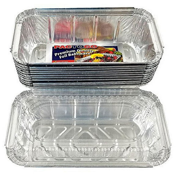 Pactogo 1 1/2 lb. IVC Disposable Aluminum Foil Loaf Bread Pan w/Clear Dome Lid (8" x 4.1" x 2.2") - Heavy Duty Made in USA (Pack of 12 Sets)