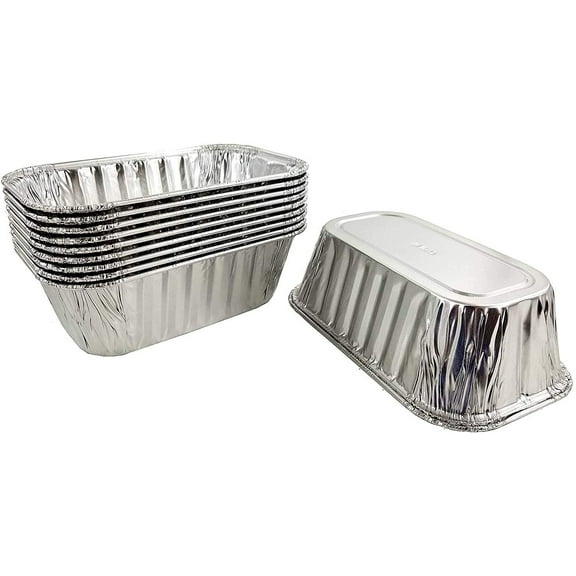 Pactogo 1 lb. Disposable Aluminum Foil Small Mini Loaf Bread Baking Pan 6.1" x 3.75" x 2" - Made in USA (Pack of 200)
