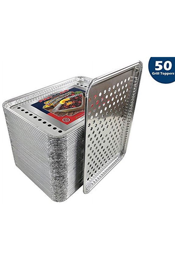 Pactogo 16" x 11" Aluminum Foil BBQ Gourmet Grill Topper Pan (Pack of 50)