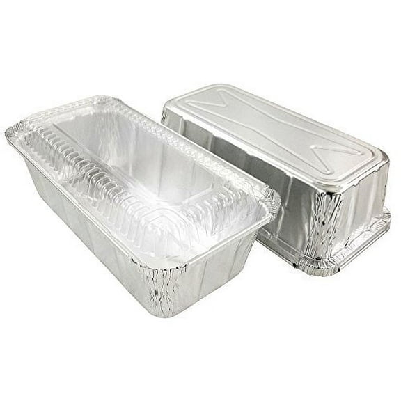Pactogo 2 lb. Aluminum Foil Loaf/Bread Pan Tins w/Clear Dome Lid (Pack of 12 Sets)