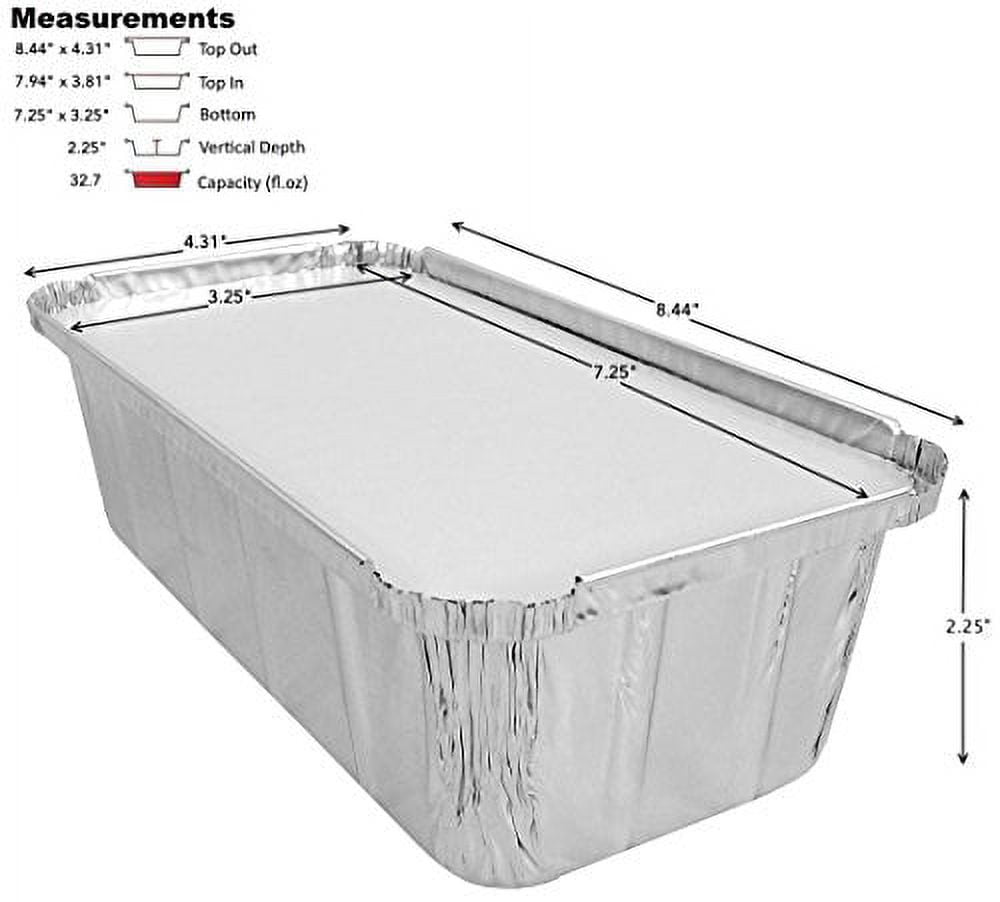 Pactogo 2 lb. Aluminum Foil Loaf/Bread Pan Tins w/Foil Board Lid (Pack of 50 Sets)