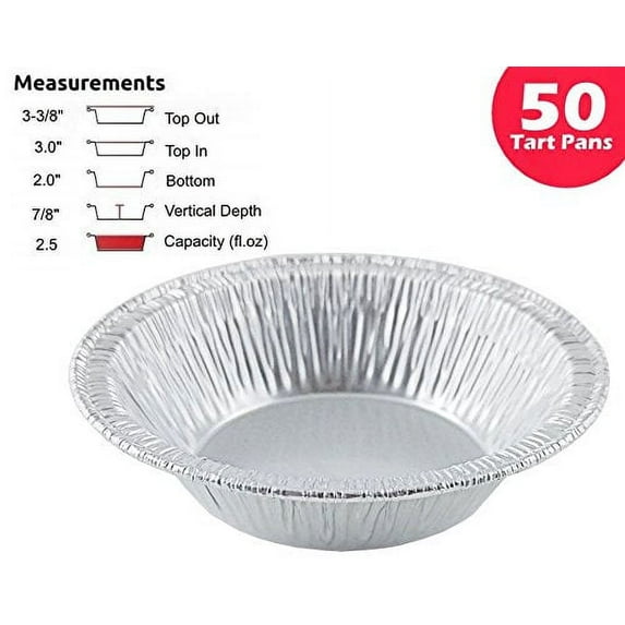 Pactogo 3" Disposable Aluminum Foil Tart Pans Mini Silver Baking Pie Tins (Pack of 50)