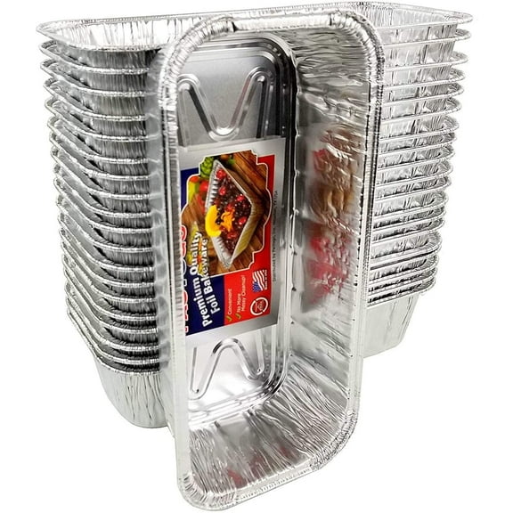 Pactogo 3 lb. Disposable Aluminum Foil Loaf Bread Baking Pan 10.75" x 4.5" x 2.31" - Heavy Duty Made in USA (Pack of 200)