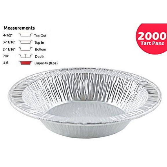Pactogo 4 1/2" Foil Tart Pan 7/8" Deep - Mini Baking Pie Tins (Pack of 2000)