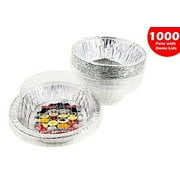 Pactogo 5 3/4" Aluminum Foil Meat Pot Pie Pan w/Clear Dome Lid Disposable 12 oz. Cooking Baking Tin - Heavy Duty Made in USA Pack of 1000 Sets
