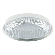 Pactogo 9" Aluminum Foil Pie Pan 1" Medium Deep with Clear Dome Lids - Made in USA Pack of 25 Sets