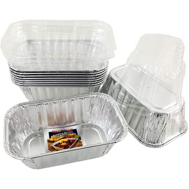 Pactogo Disposable 1 lb. Aluminum Foil Mini Loaf Pans with Clear Dome Lids (Pack of 20 Sets)