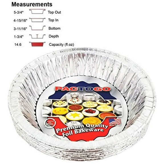 Pactogo Disposable Aluminum 5 3/4" Meat Pot Pie Extra Deep Pan Baking Tin (Pack of 12)