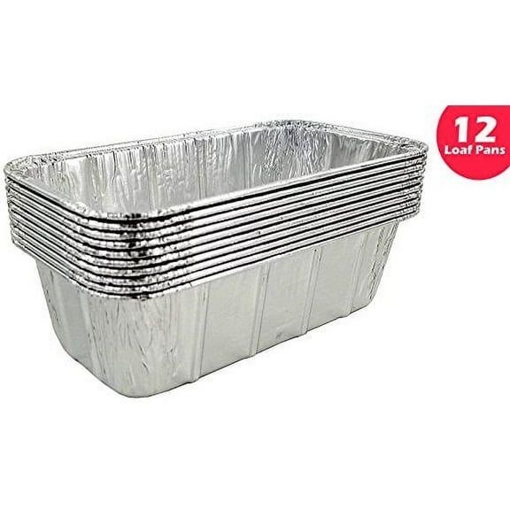 Pactogo Loaf Pans - Disposable Aluminum Foil 1 1/2 lb. Bread Tins 8.5" X 4.5" X 2.3" (Pack of 12)