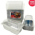 thumbnail image 1 of Pactogo Loaf Pans - Disposable Aluminum Foil 1 1/2 lb. Bread Tins 8.5" X 4.5" X 2.3" with Clear Plastic Dome Lids (Pack of 100 Sets), 1 of 1