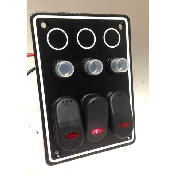Pactrade Marine 3 Gang LED indicators Switch Panel Splash-proof 12V w/ label