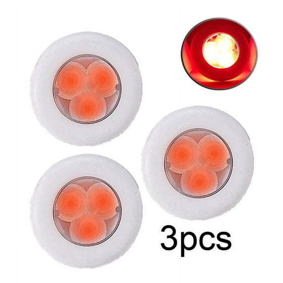 Pactrade Marine 3PCS Boat RV Auto LED 3 Red Colored Round Courtesy Light ODM
