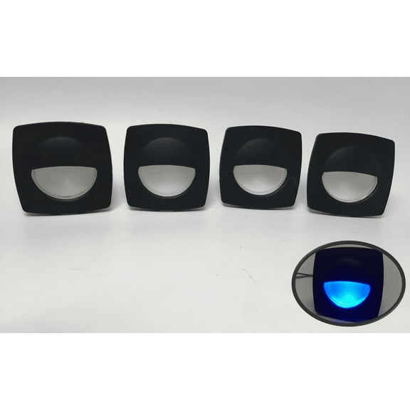 Pactrade Marine 4 Pieces Boat LED RV Trailer Blue Square Shape Courtesy Light 2.24"x2.24"