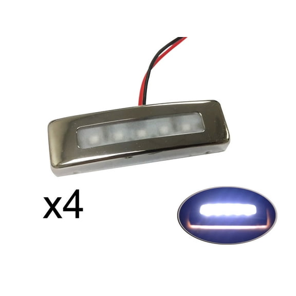 Pactrade Marine 4PCS Boat Trailer RV Truck SS304 Courtesy White LED Light Top