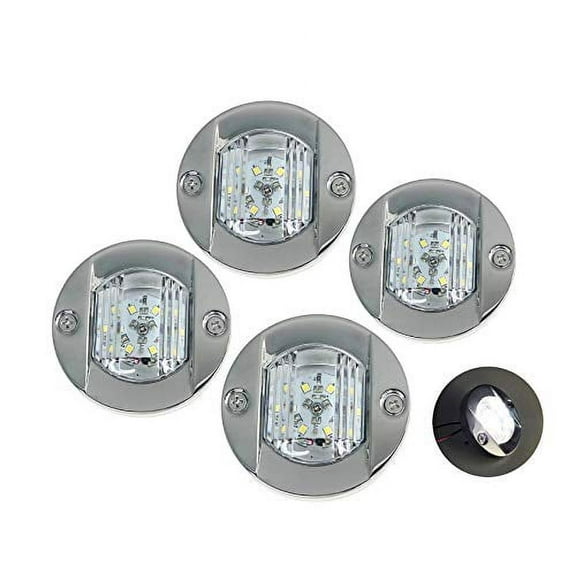 Pactrade Marine 4PCS Stainless Steel LED Navigation Light 3" Transom Mount Lamp