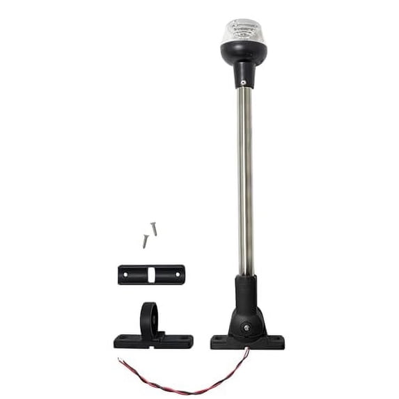 Pactrade Marine Adjustable Folding All Round Anchor Stern Light LED Navigation Stainless Steel Pole Pontoon Boat (Dual Folding Bases (H=16”))