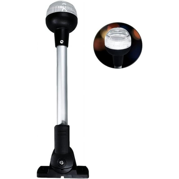 Pactrade Marine Aluminium LED RV Adjustable All Round 360 Degree with Stern Pole Navigation Anchor Light Pontoon Fishing Boat Kayak (12" Vertical)