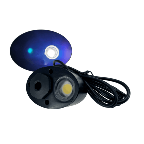 Pactrade Marine Black Aluminum Housing Plug / Transom Light DC10-30V / 6.3W LED Waterproof IP68 10W per LED Lengthy Wired with Screws Interior Temperature Control (1000LM LED - Daylight White)