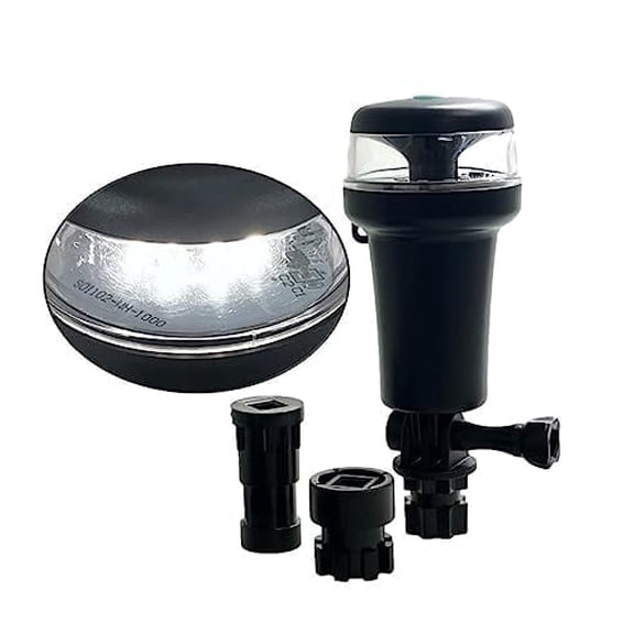 Pactrade Marine Black Housing Navigation Light Multiple Adapters Adjustable LED AA Battery Operated (White with Adapters)